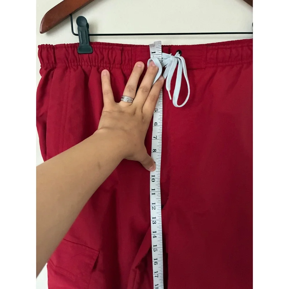 White Sierra Mens Red Cargo Swim Trunks Board Shorts Elastic Waist Mesh L